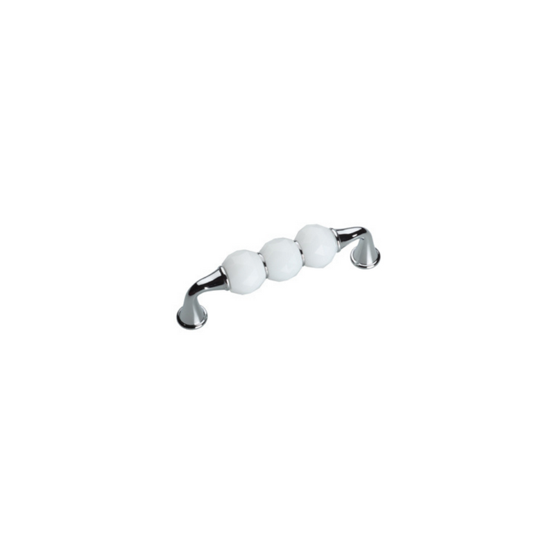 Beb White Crystal Drawer Handle Chrome